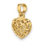 10K 3-D and D/C Mini Puffed Heart Charm - Image 5