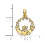 10K Engraved Claddagh In Scallop Circle Charm - Image 3
