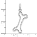 10K White Gold Cut-Out  Polished Dog Bone Charm - Image 2