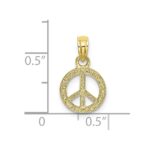 10K Flat and Textured Mini Peace Sign Charm - Image 3