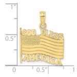 10K Polished Textured God Bless America w/ Flag Charm - Image 3