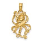 10K 2-D Textured Octopus Charm - Image 4