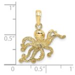10K 2-D and Textured Octopus Charm - Image 3