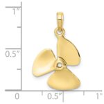 10K 3-D Polished Three Blade Propeller Charm - Image 3