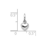 10k White Gold Solid Polished Plain Puffed Heart Charm - Image 2