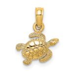 10K Textured Sea Turtle Charm