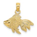 10K 2-D  Textured Gold Fish Charm