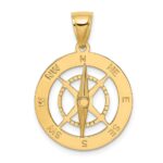 10K Nautical Compass W/Moveable Needle Charm