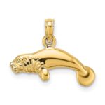 10K 3-D Polished Swimming Manatee Charm