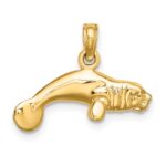 10K 3-D Polished Swimming Manatee Charm - Image 4