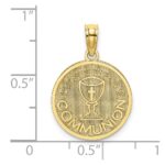 10K Textured Communion Cup on Round Disc Charm - Image 3