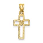 10K Cut-Out Cross w/ Heart Charm - Image 4