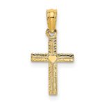 10K Polished Mini Cross w/ Heart Charm