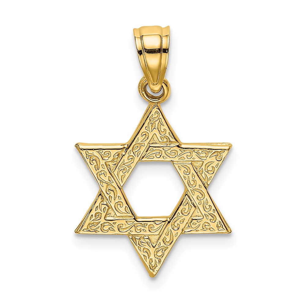 10K8383.jpg 10K Engraved Swirls Star Of David Charm - Image 1