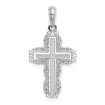 10K White Gold Textured w/ Lace Trim Cross Charm
