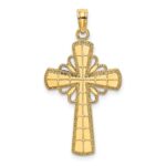 10K Polished W/ Beaded Edge Grid Accent Cross Charm