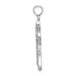 10K White Gold Beaded Cross Charm - Image 2