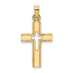 10K Polished and Cut-Out Cross Charm