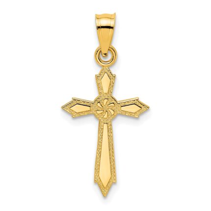 10K w/ Engraved Edges Cross Charm
