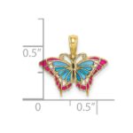 10K Small Enameled Blue and Red Butterfly Charm - Image 3