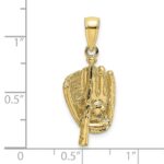 10K 3-D Polished Baseball Glove, Bat and Ball Charm - Image 3