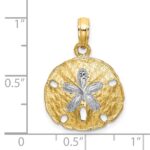 10K W/ Rhodium Polished Sand Dollar Charm - Image 3