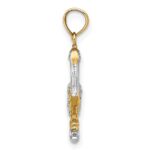 10K W/ Rhodium 3-D Small Standing Pelican Charm - Image 2