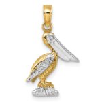 10K W/ Rhodium 3-D Small Standing Pelican Charm - Image 4