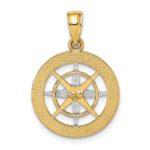 10K w/Rhodium Nautical Compass White Needle Charm - Image 4