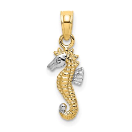 10K w/Rhodium 2-D Seahorse Charm