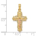 10K Two-Tone Crucifix W/ Lace Trim Charm - Image 3