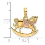 10k Two-Tone 2-D Rocking Horse w/ Saddle Charm - Image 3