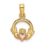 10k Two-Tone Claddagh w/ Heart Charm