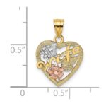 10k Two-Tone w/White Rodium #1 WIFE In Heart Charm - Image 3