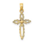 10K Two-Tone Cross w/ Heart Charm - Image 4
