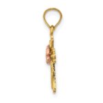 10k Two-Tone Cross w/ Small Flower Charm - Image 2