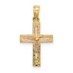 10k Two-tone Polished Cross Charm - Image 4