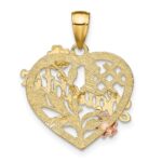10k Two-tone w/White Rhodium #1 DAUGHTER Heart Charm - Image 4