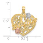 10k Two-tone w/White Rhodium #1 DAUGHTER Heart Charm - Image 3