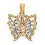 10K Two-tone w/White Rhodium Butterfly Cut-Out Charm