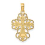 10K W/ Rhodium Beaded Lace Trim Cross Charm - Image 4