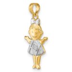 10K Textured w/Rhodium Girl Charm - Image 5