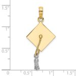 10k w/Rhodium 3-D Graduation Cap Moveable Tassle Charm - Image 3