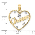 10Kw/Rhodium DREAM In Heart w/ D/C Star Accents Charm - Image 3