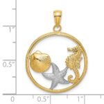 10k w/Rhodium Scallop, Starfish ,Seahorse Circle Charm - Image 3