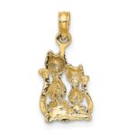 10K W/ Rhodium Polished  Cat and Kitten Charm - Image 4