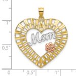 10k Two-tone w/White Rhodium D/C MOM Heart Charm - Image 3