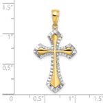 10K W/ Rhodium D/C Reversible Cross Charm - Image 3