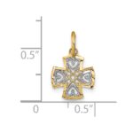 10K w/Rhodium and D/C Hearts In Cross Charm - Image 3