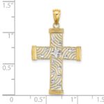 10K W/ Rhodium D/C and Cut-Out Cross Charm - Image 3